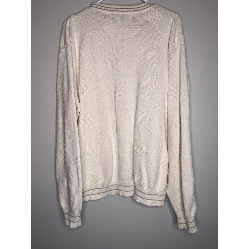 1990s Shenandoah Cream Embroidered Textured Golf Country Club Grandpa Sweater XL - Picture 6 of 6